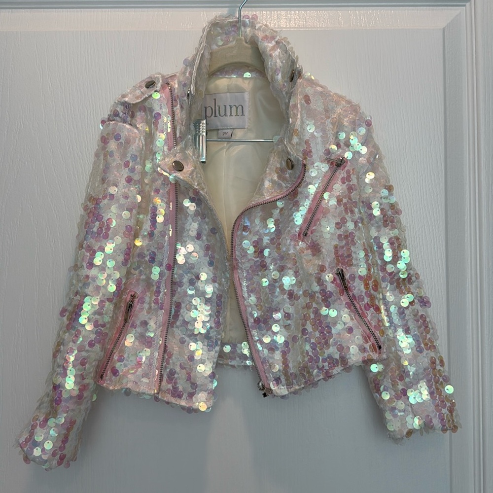 💕 Plum Sequin Motorcycle Jacket Size 2T